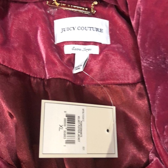 NWT JUICY COUTURE Red Velvet Puffer Coat Jacket - Picture 6 of 6